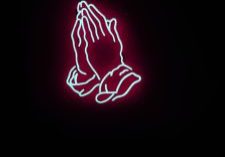 praying hand neon signage